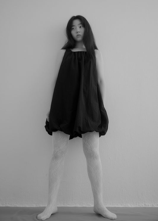 Airy Puff Dress (Black)