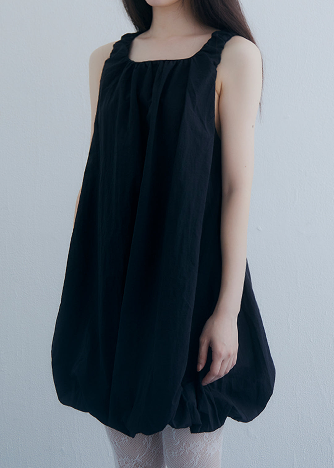 Airy Puff Dress (Black)