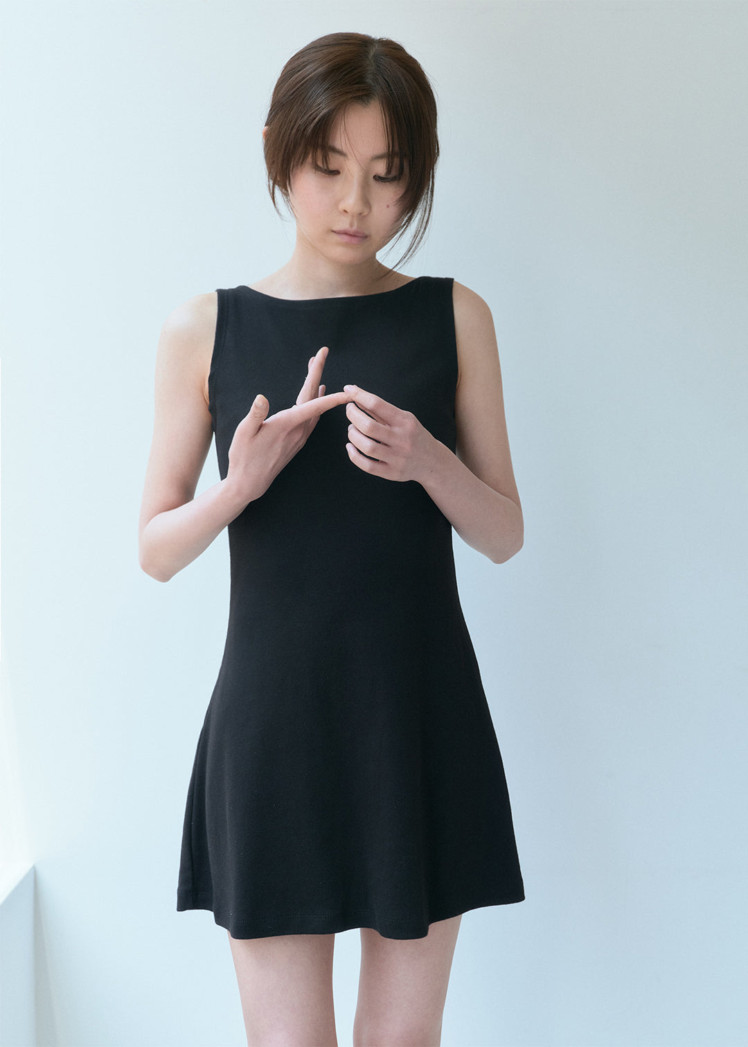 Cotton Sleeveless Dress (Black)