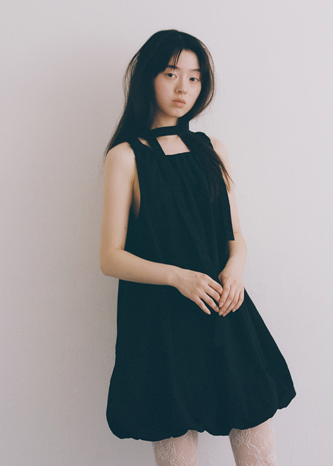 Airy Puff Dress (Black)