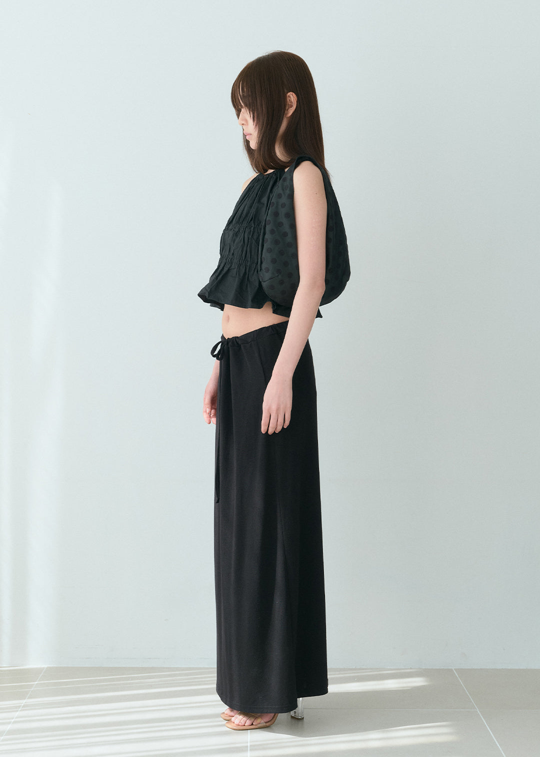 【6/20(Sat) 12:00】Waist Ribbon Long Skirt (Black)
