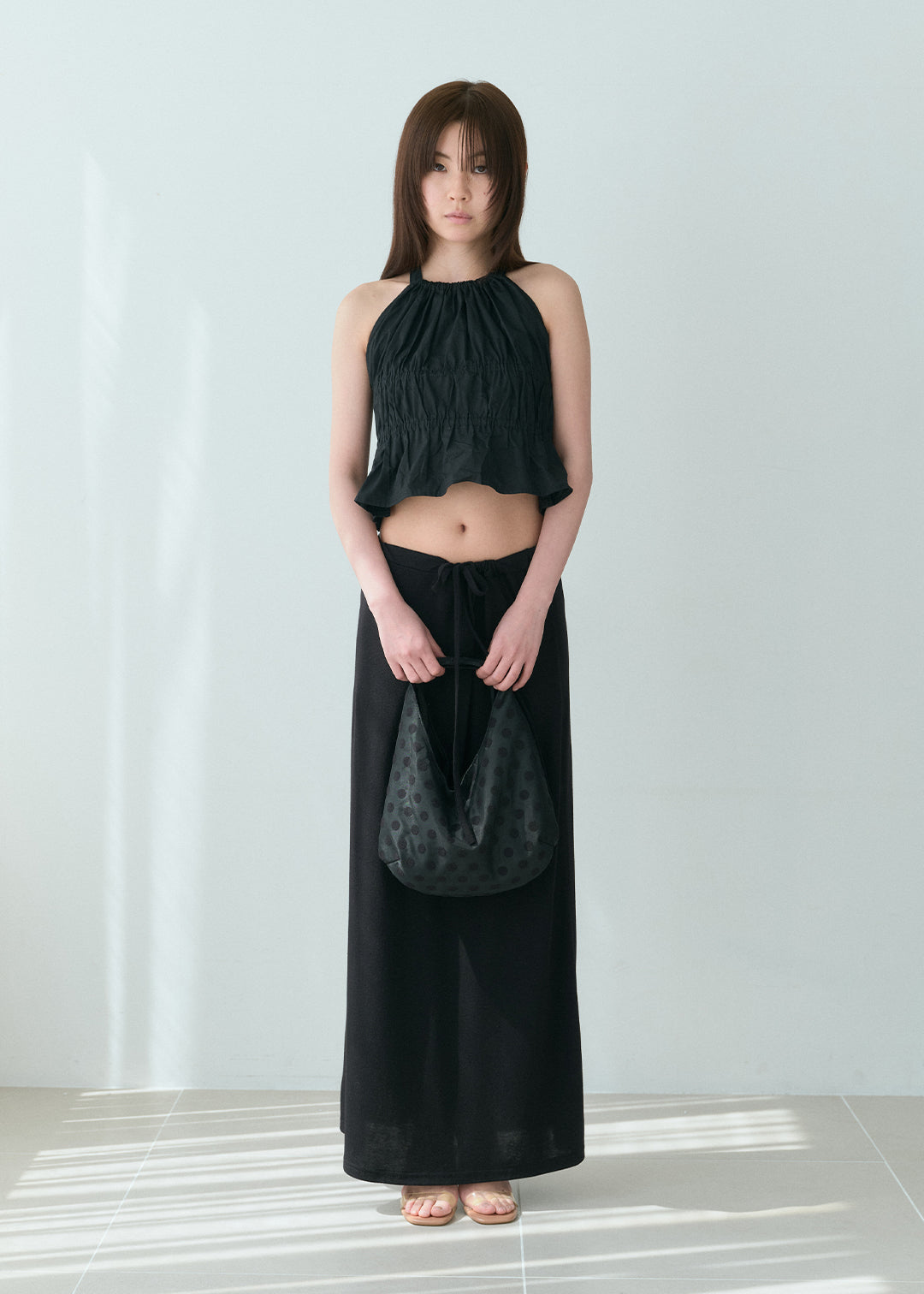 【6/20(Sat) 12:00】Waist Ribbon Long Skirt (Black)