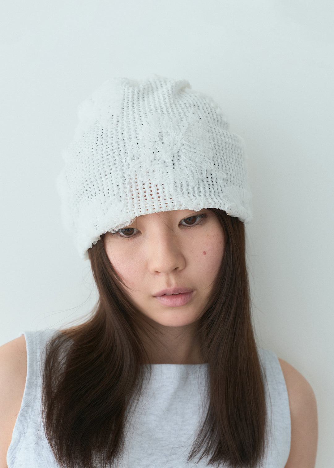 Soft Lace Beanie (White)