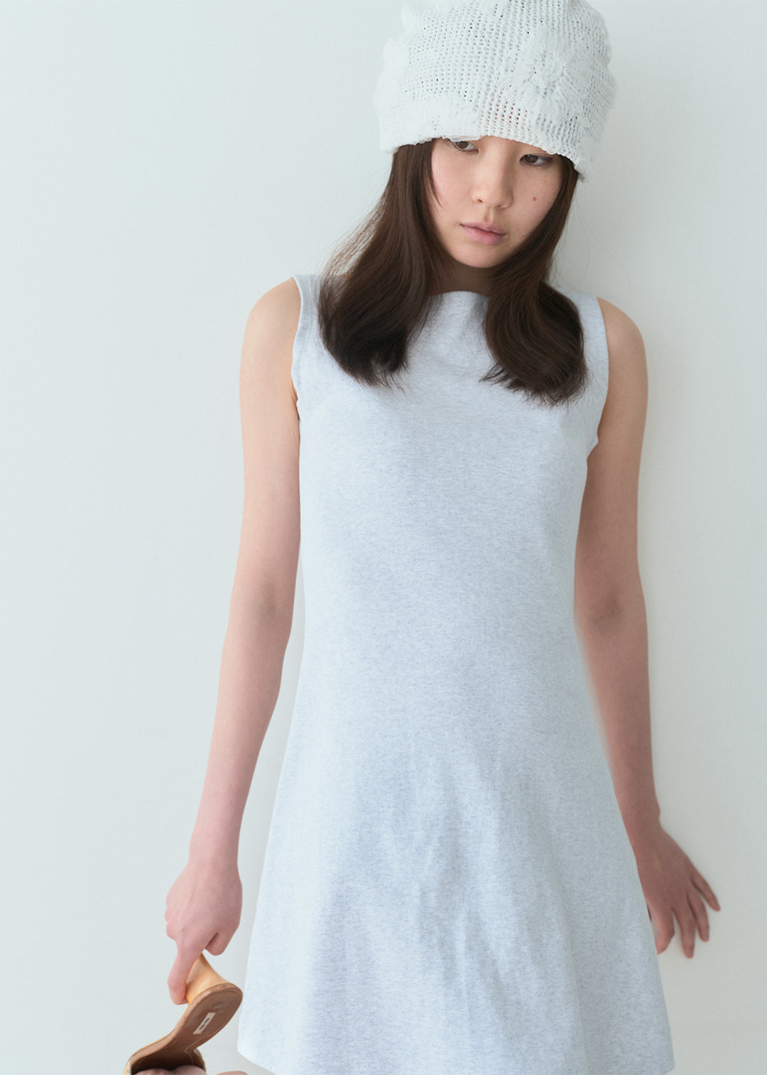 Cotton Sleeveless Dress (Melange Gray)