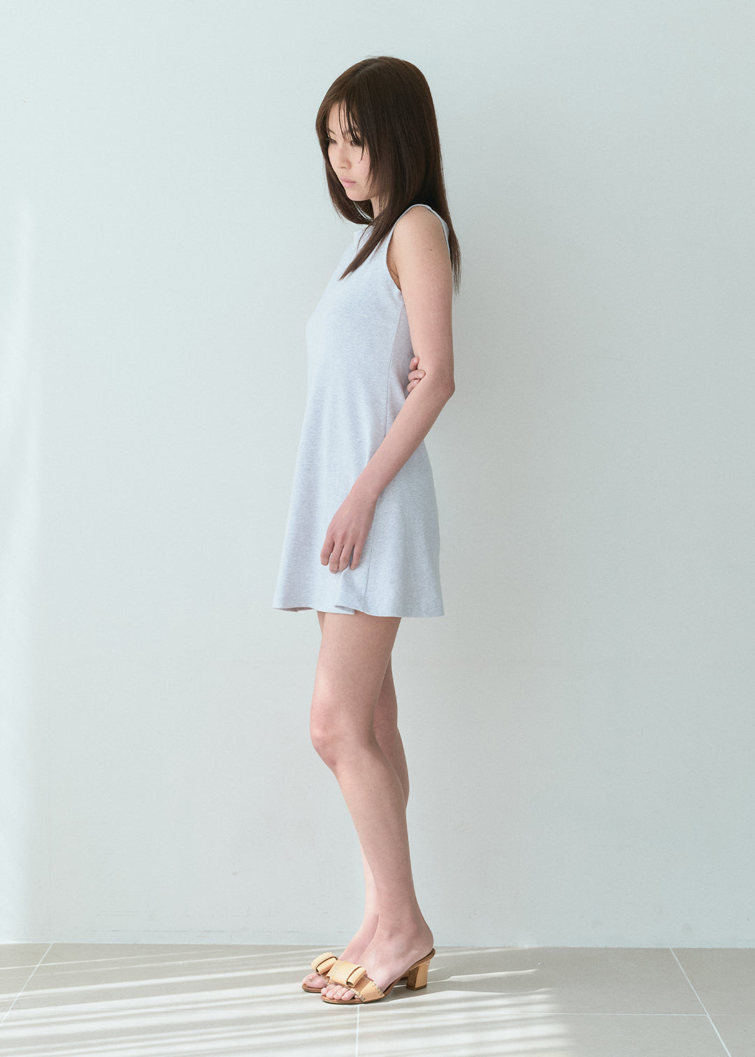 Cotton Sleeveless Dress (Melange Gray)