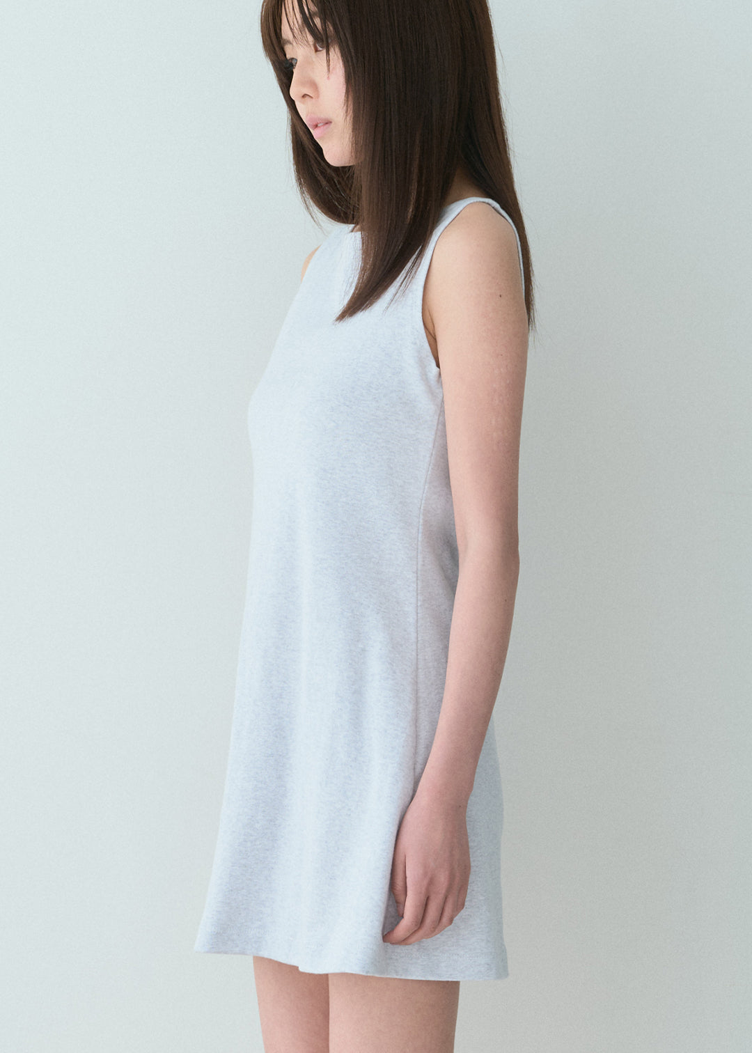 Cotton Sleeveless Dress (Melange Gray)