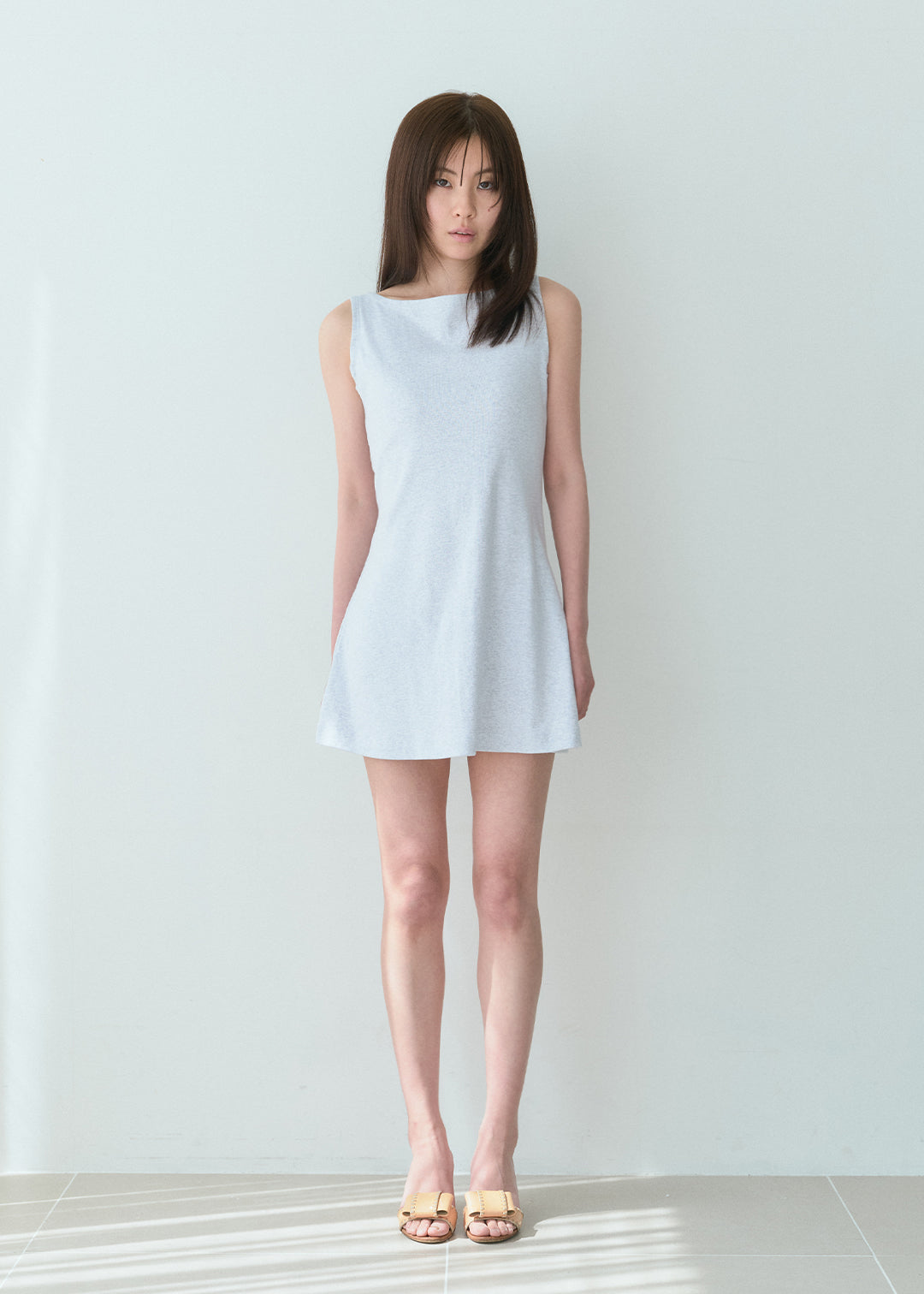Cotton Sleeveless Dress (Melange Gray)
