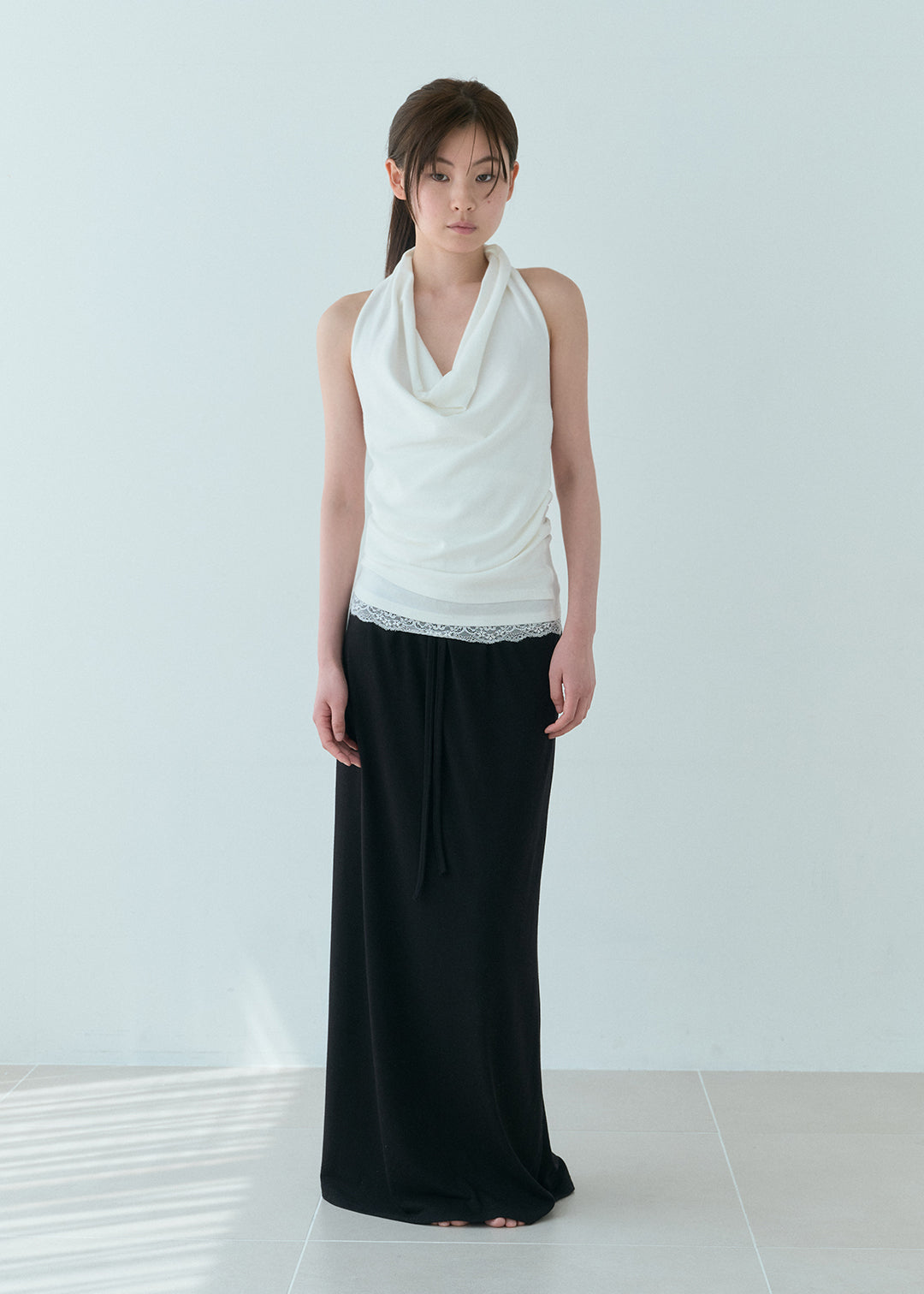 【6/20(Sat) 12:00】Waist Ribbon Long Skirt (Black)