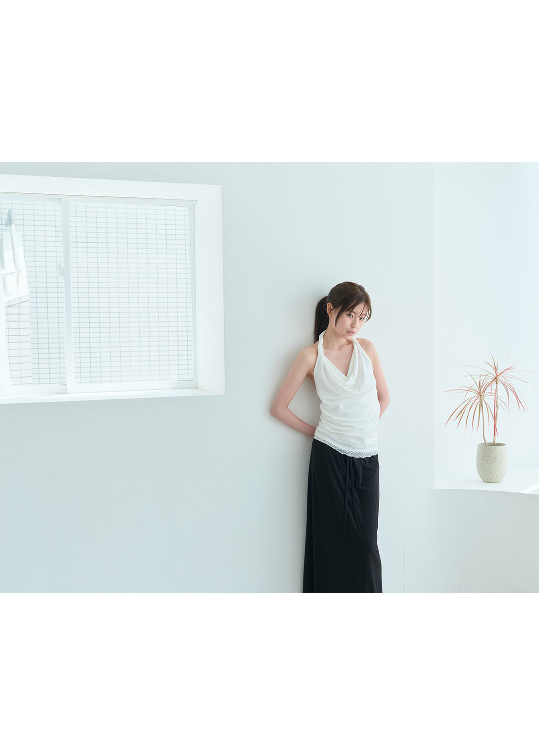 【6/20(Sat) 12:00】Waist Ribbon Long Skirt (Black)