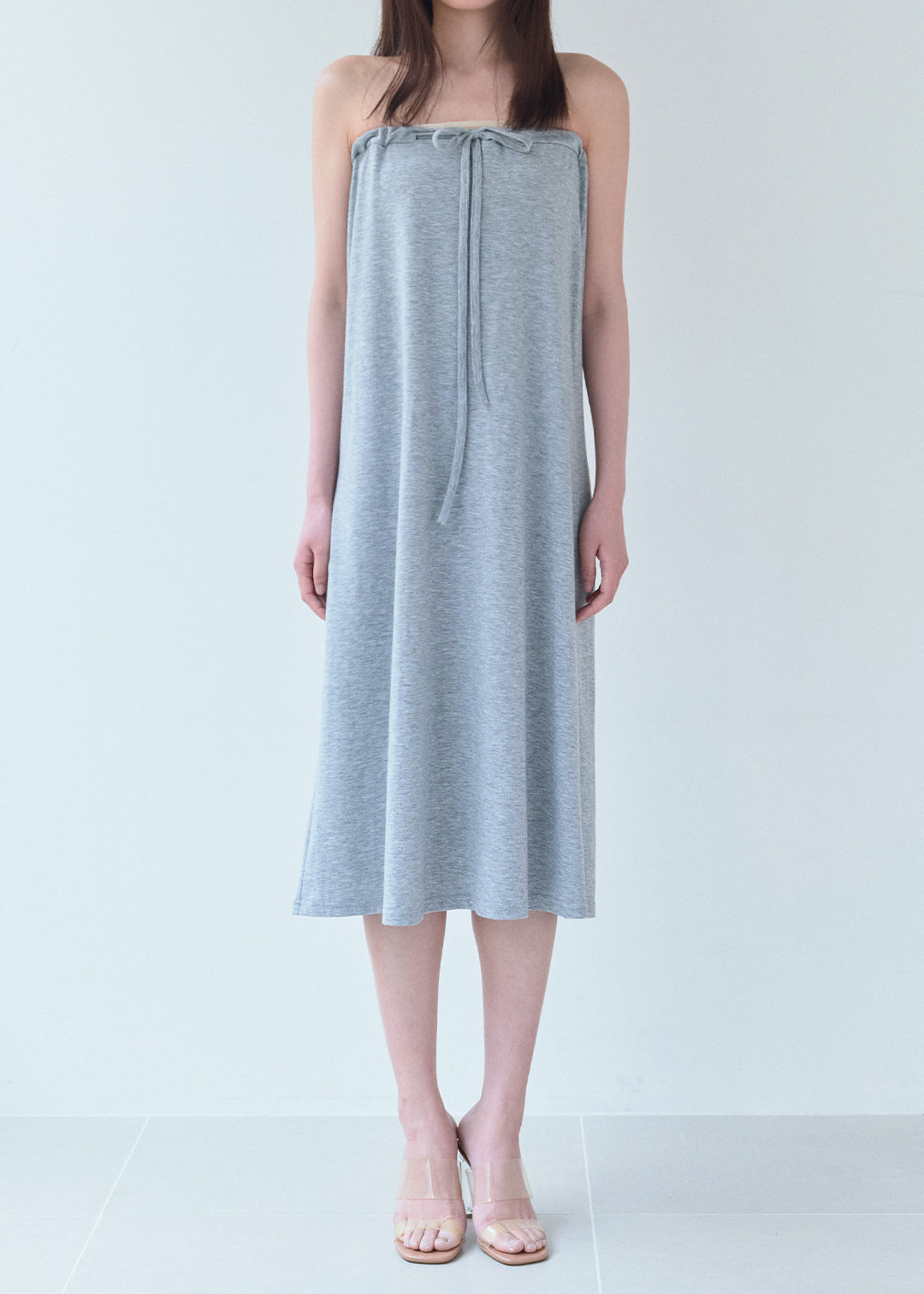 【6/20(Sat) 12:00】Waist Ribbon Long Skirt (Gray)