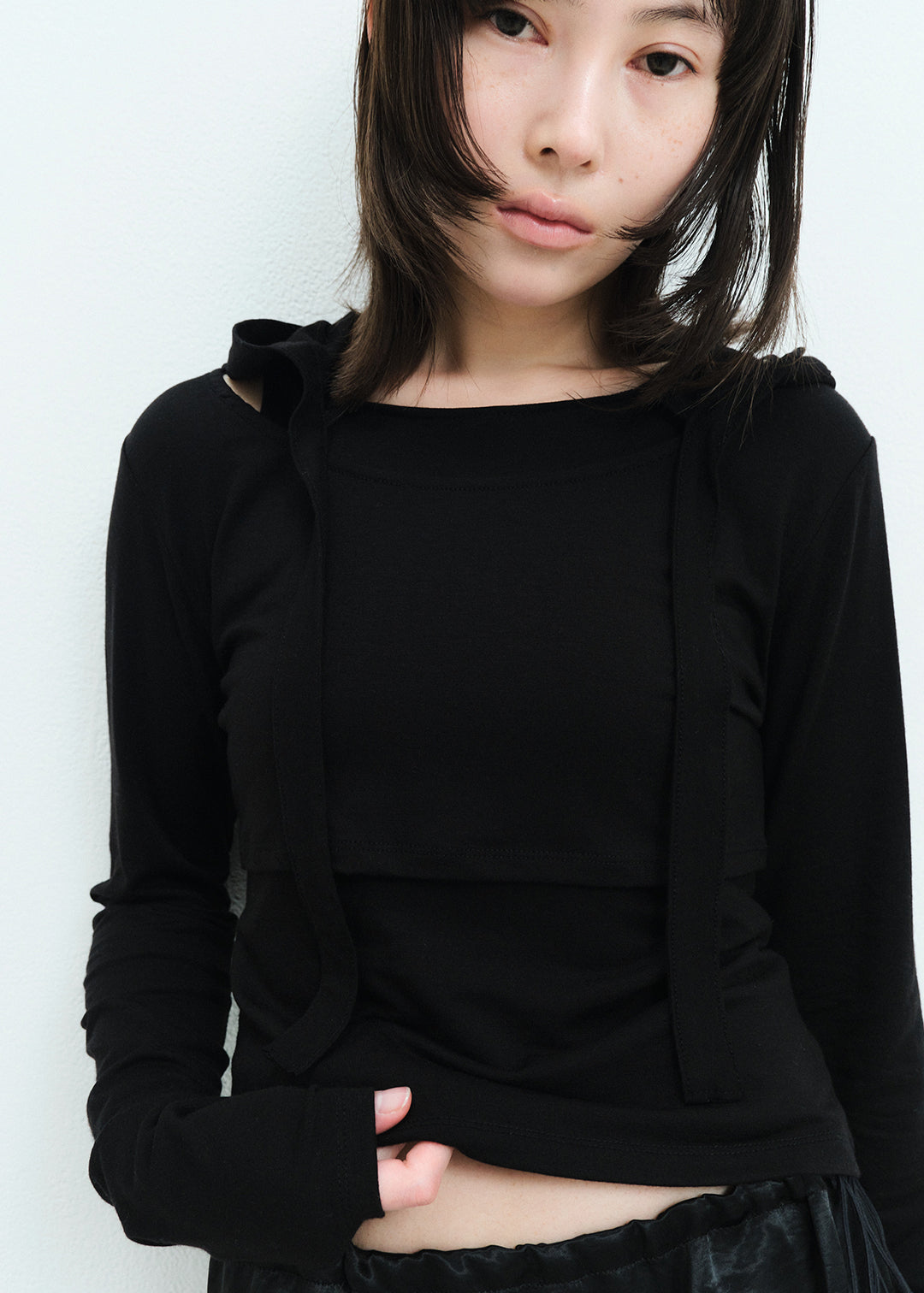 Hoodie Set Top (Black)