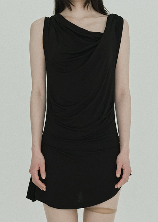 【NEW】2way Drape Top (Black)