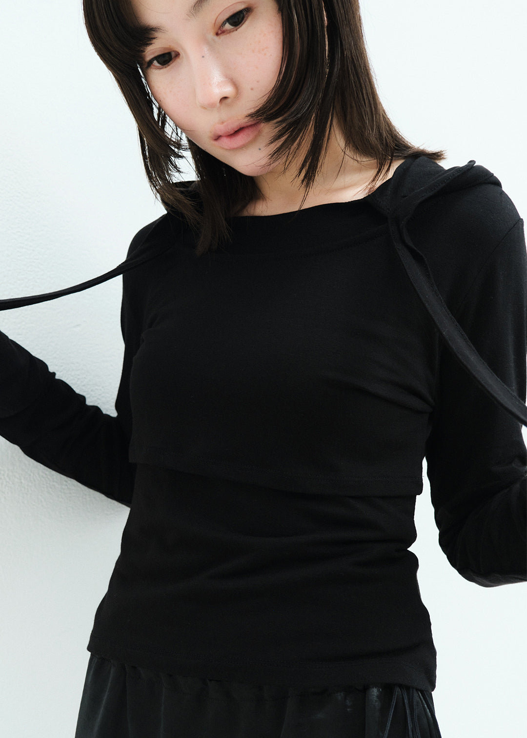 Hoodie Set Top (Black)