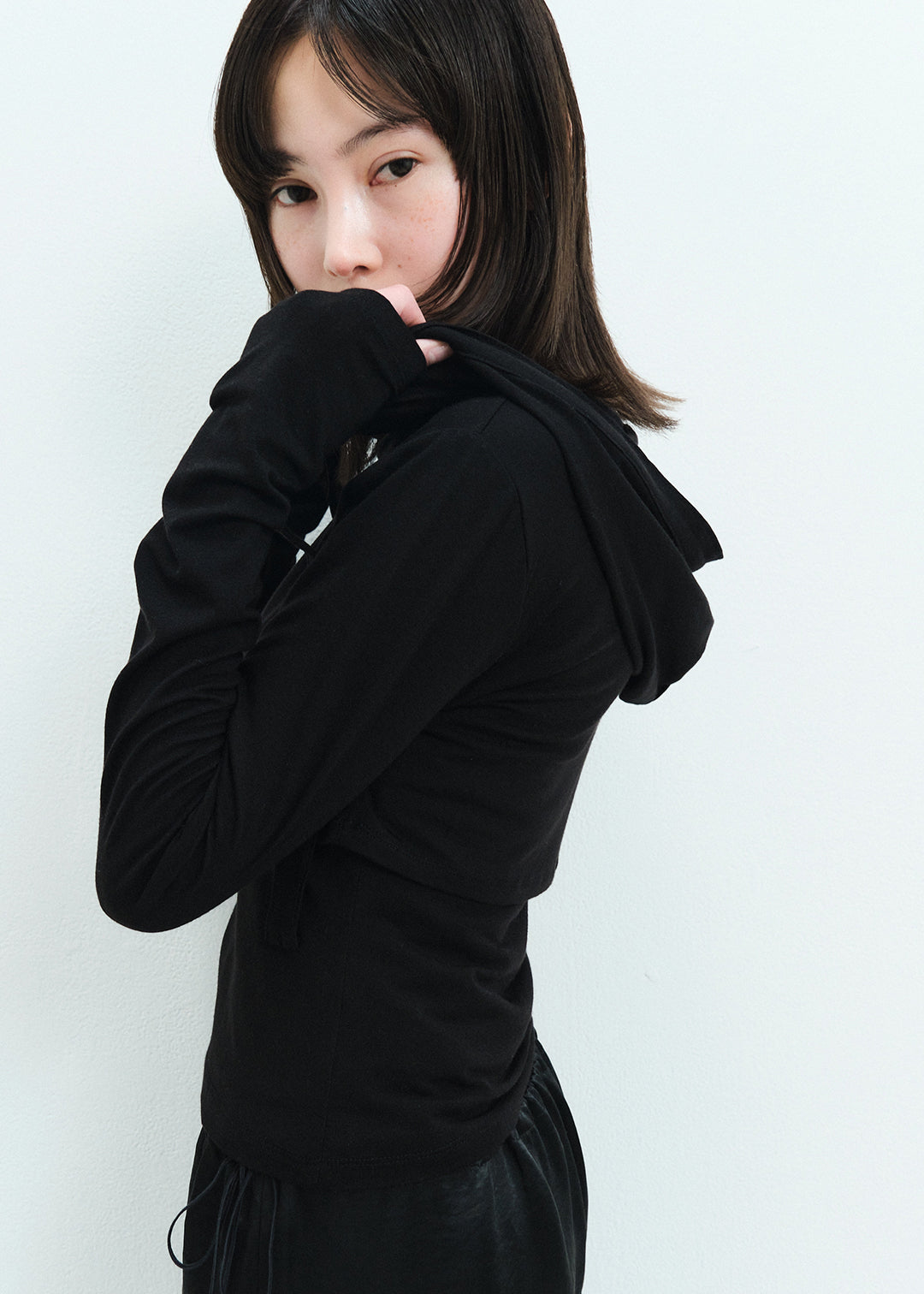 Hoodie Set Top (Black)