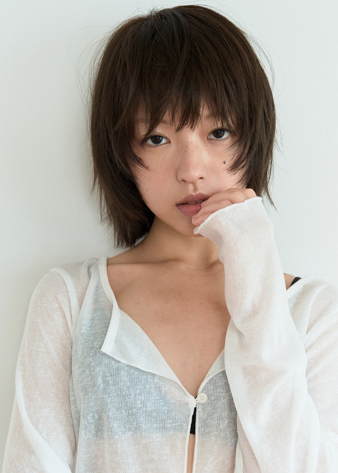 Sheer Button Cardi (Ivory)