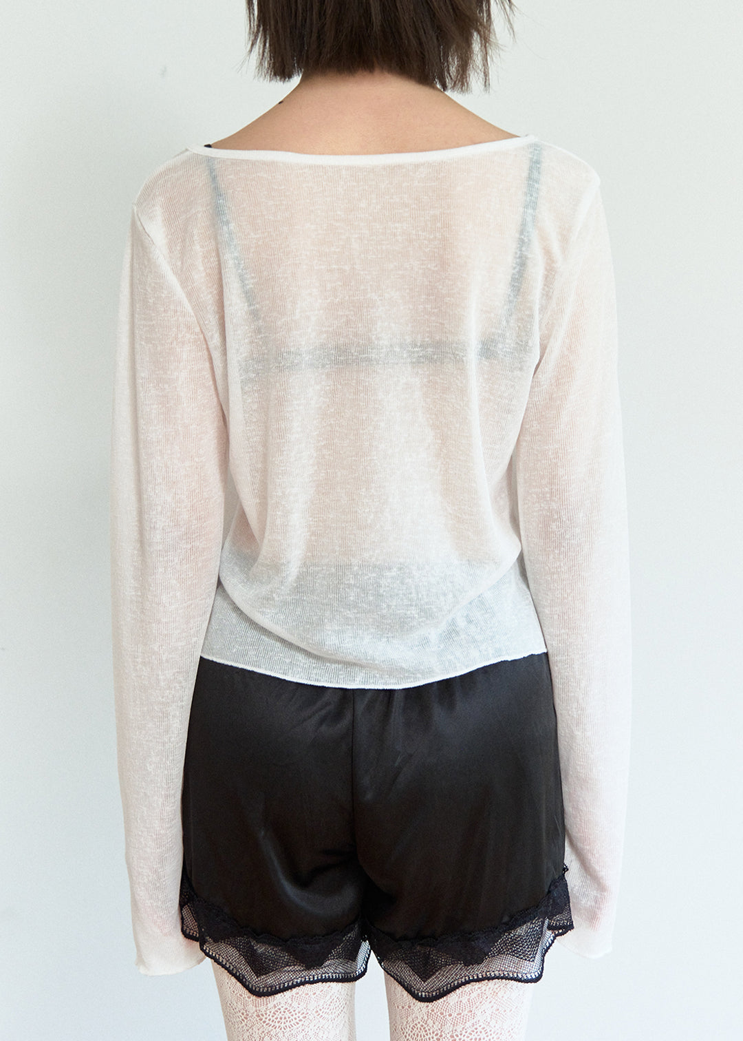 Sheer Button Cardi (Ivory)