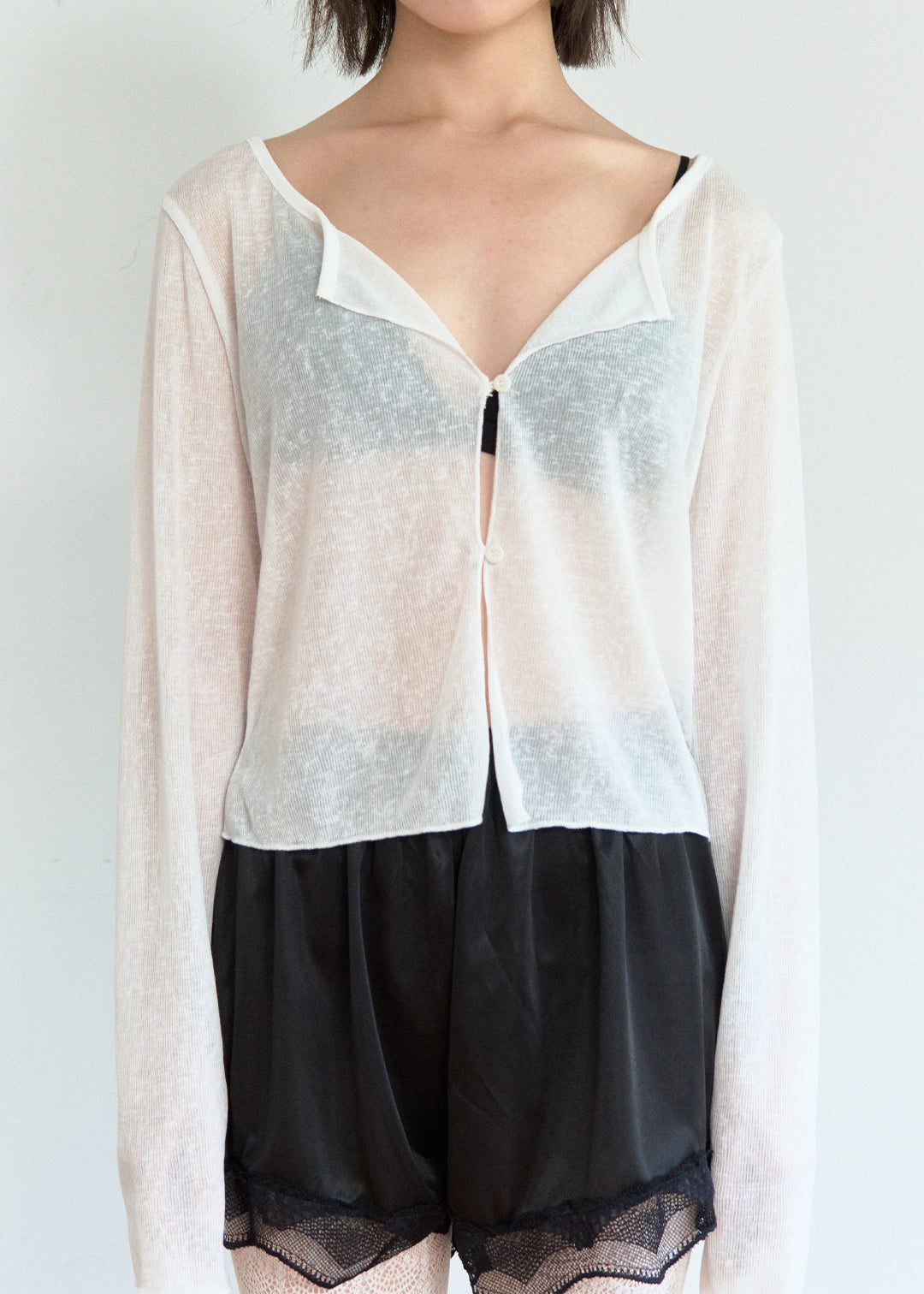 Sheer Button Cardi (Ivory)