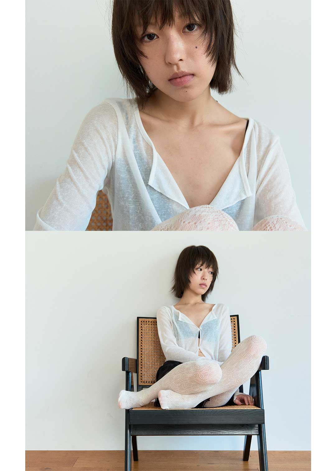 Sheer Button Cardi (Ivory)