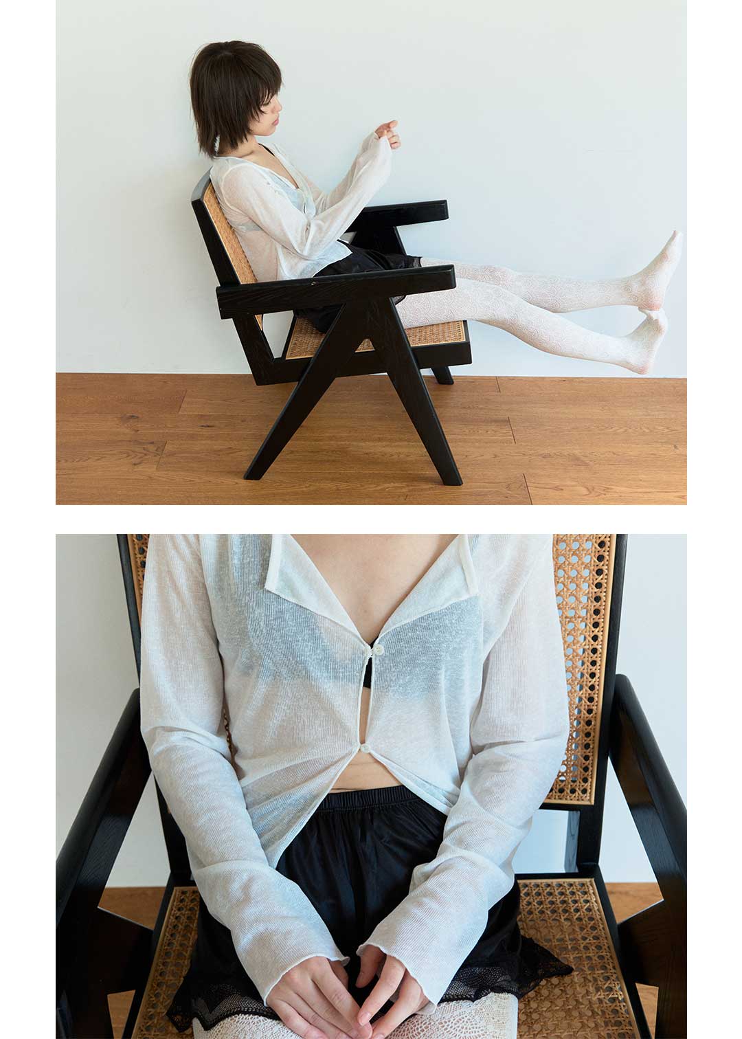 Sheer Button Cardi (Ivory)