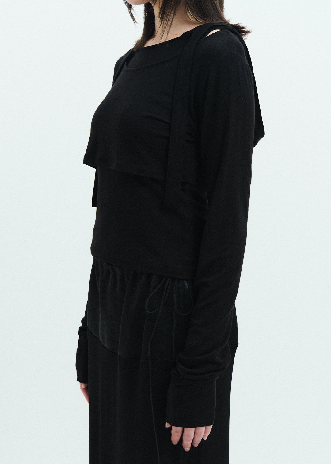 Hoodie Set Top (Black)