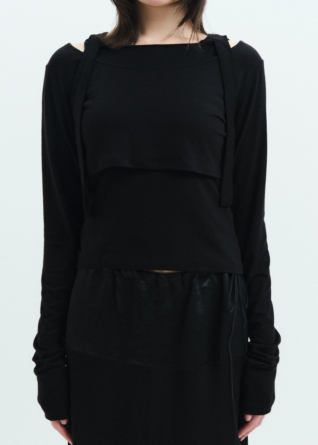 Hoodie Set Top (Black)