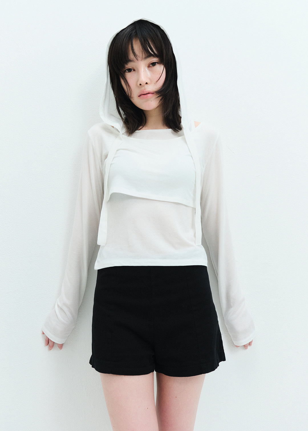 Hoodie Set Top (White)