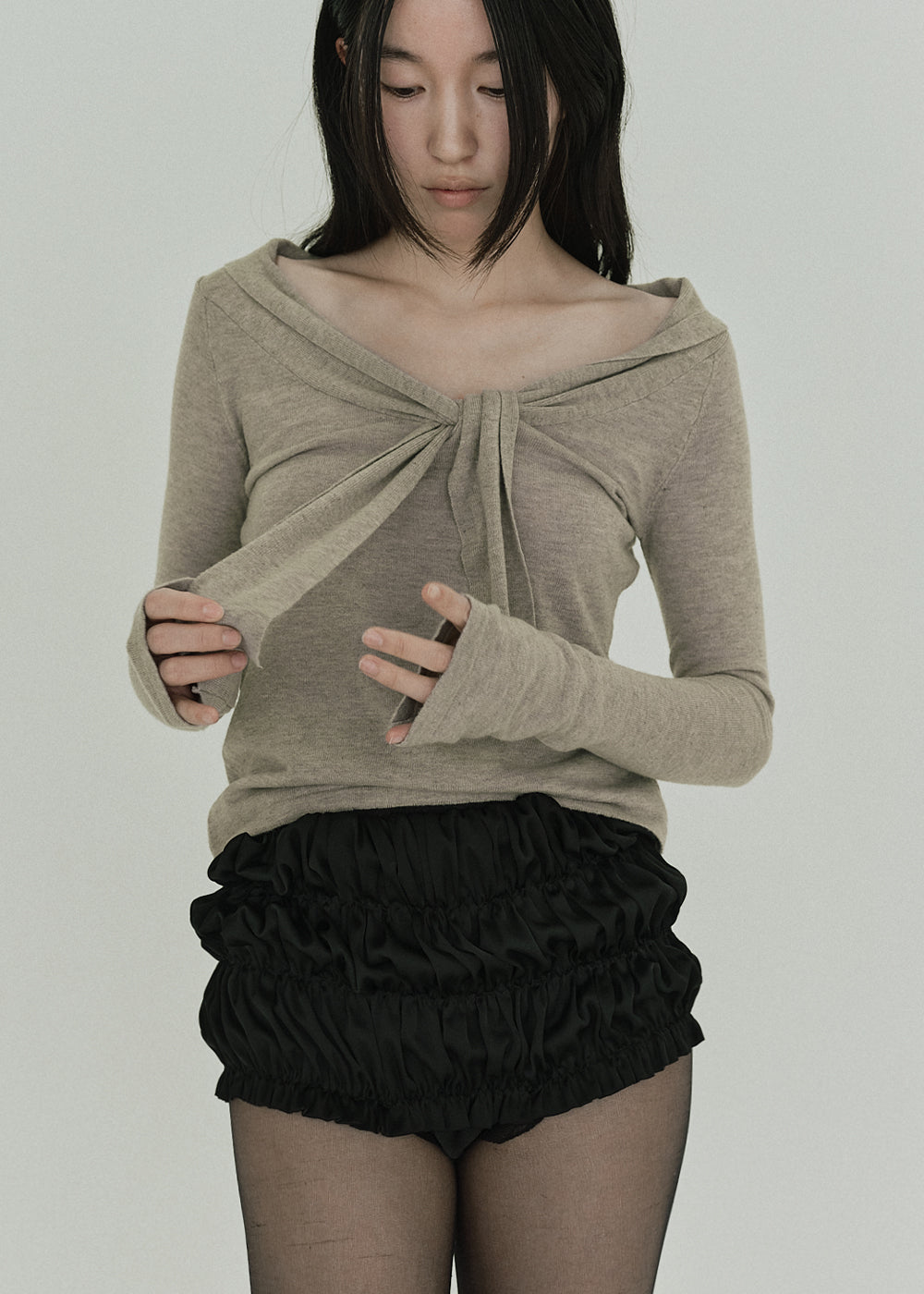 【RESTOCK】Ribbon Knit Top (Oatmeal)