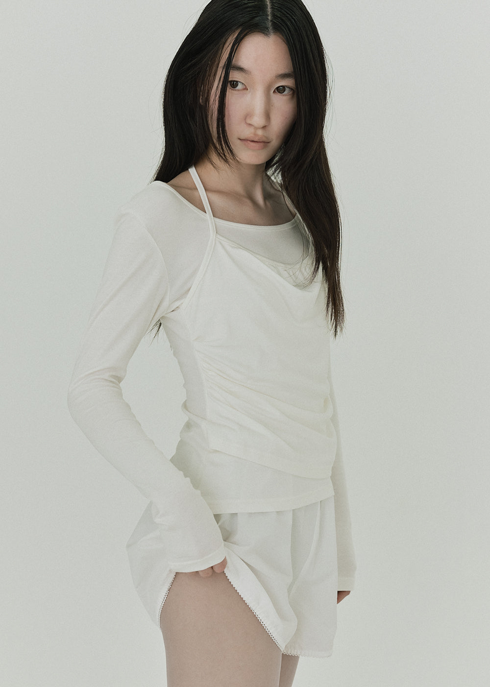 Race Cotton Shorts (White)